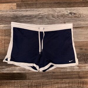 Nike Women's Dark Blue and White Athletic Shorts